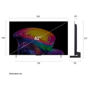 Immagine dimensioni TV OLED42C66LB 2026